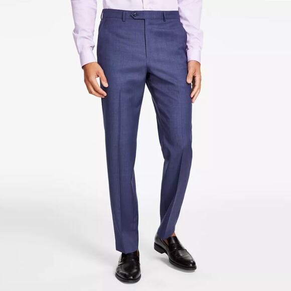 Michael Kors Men's Blue Solid Wool Stretch Classic-Fit Suit Pants Size 44W 30L - Picture 1 of 8